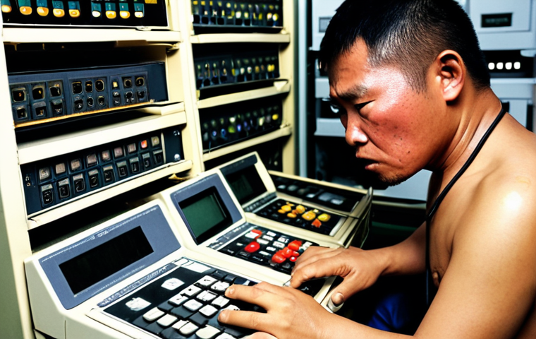 **Image:** A frustrated coin miner surrounded by mining rigs. Overwhelmed by electricity bills and outdated hardware, emphasizing the financial struggles and "lỗ chổng vó" (deep in debt) feeling. The scene should evoke the phrase "khóc ra tiếng Mán" (crying like the Man ethnic group - meaning extreme distress) but without being culturally insensitive. Maybe show a calculator displaying a large negative number.