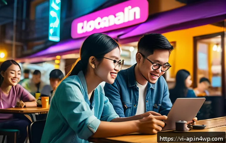 크립토 경제학에서의 네트워크 효과 - A vibrant digital illustration of a diverse Vietnamese crypto community gathered around glowing holo...